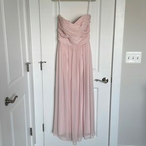 Dessy Strapless Blush Bridesmaid Dress